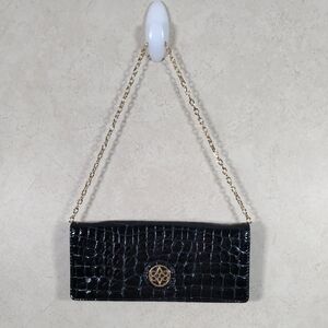 01400 Antonio Melani black embossed leather Evening bag or clutch